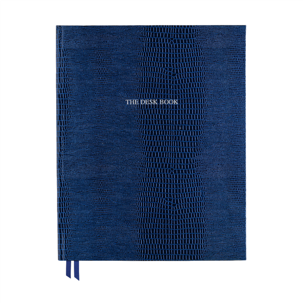 The Desk Book in Marine Blue Iguana  Pellaq - Feint ruled
