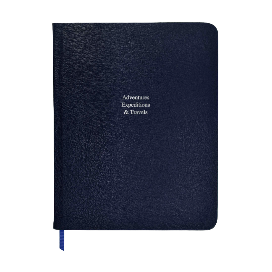 Adventures, Expeditions & Travels - Large in Navy Goatskin - Feint ruled