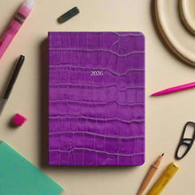 Load image into Gallery viewer, Midsize Belgravia Diary 2026 in Amethyst Croc