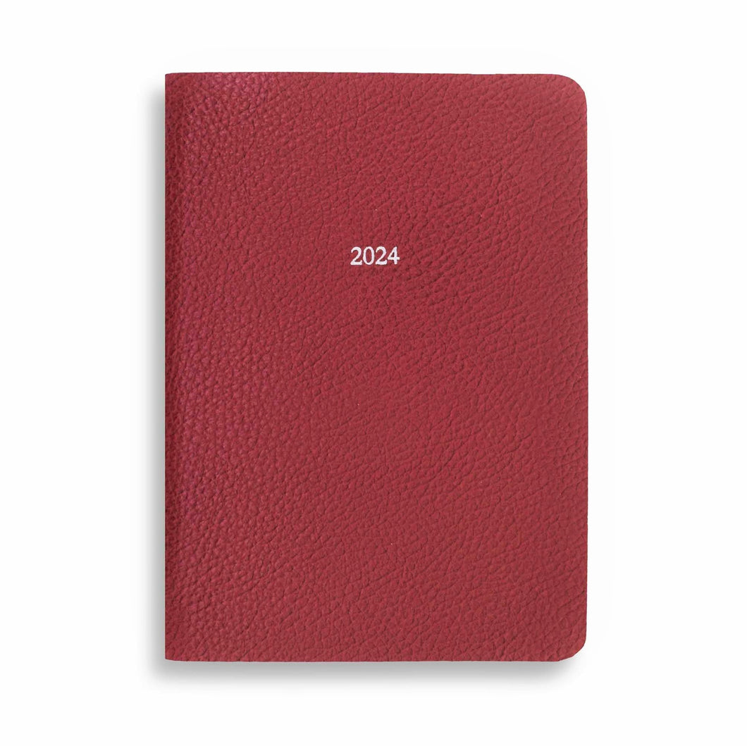 Large Belgravia Diary 2024 in Dark Red Pebble