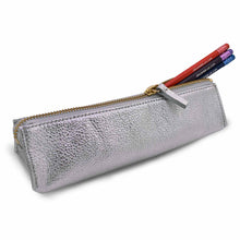 Load image into Gallery viewer, Henrietta Pencil case in Silver Leather
