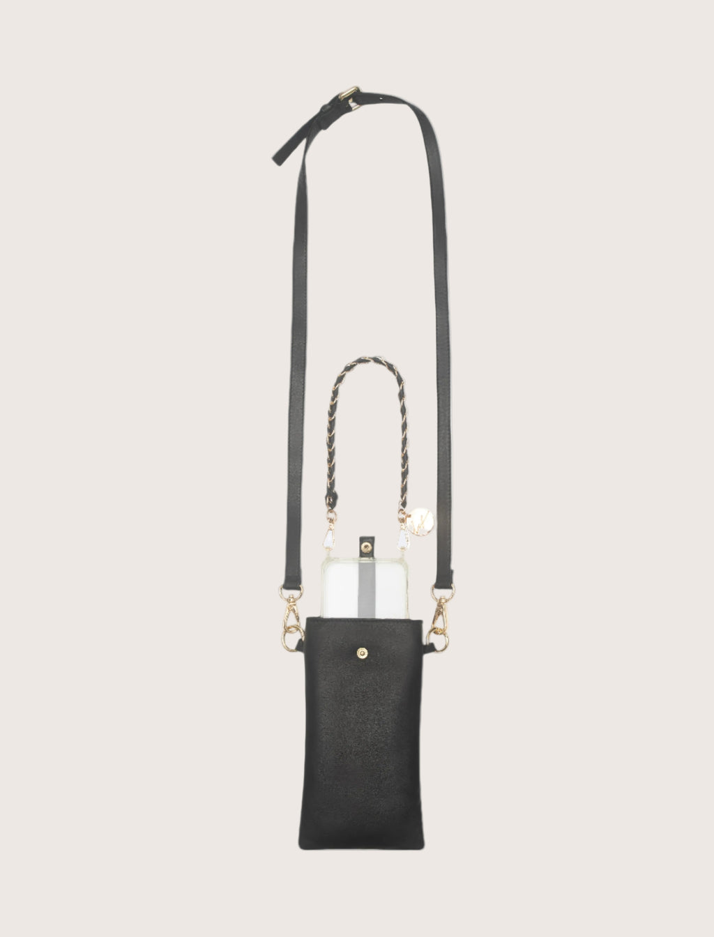Leather Phone Crossbody Pouch in Black