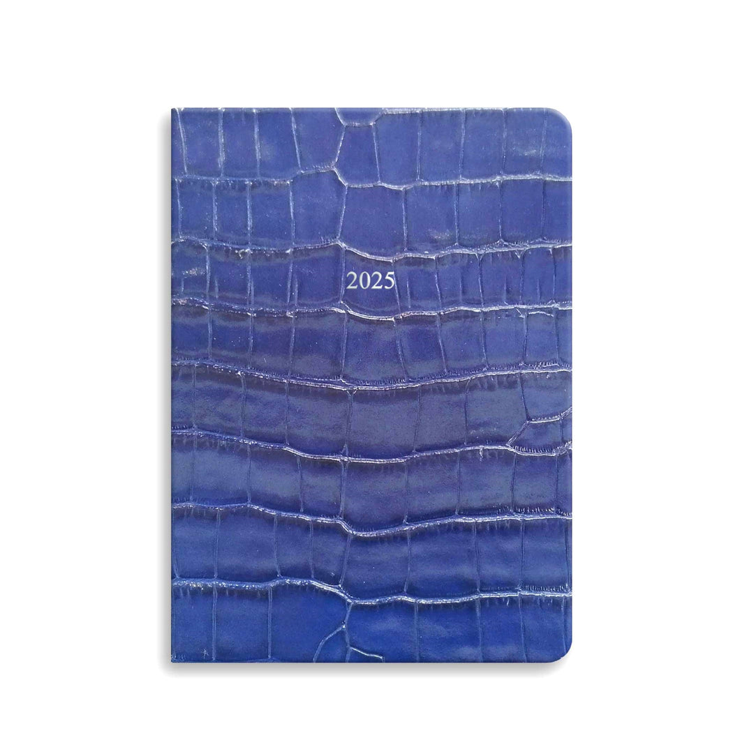 Large Belgravia Diary 2025 in Blue Ink Croc