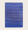 Large Ruled Leather Notebook in Blue Ink Croc