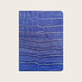 Midsize Ruled Leather Notebook in Blue Ink Croc