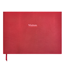 Load image into Gallery viewer, Visitors Book in Cherry Red Lizard
