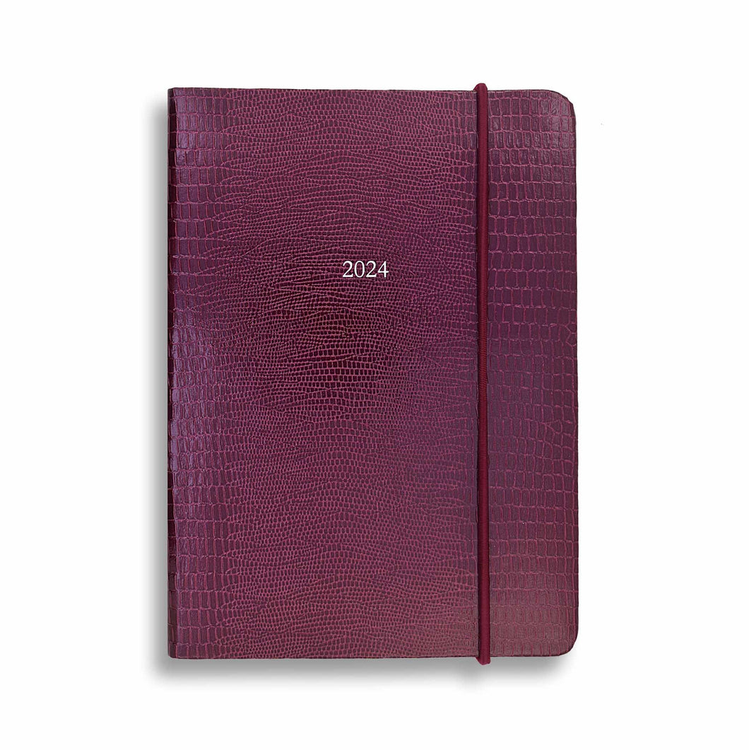 Large Belgravia Diary 2024 in Cabernet Iguana