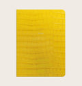 Large Ruled Leather Notebook in Daffodil Yellow Croc