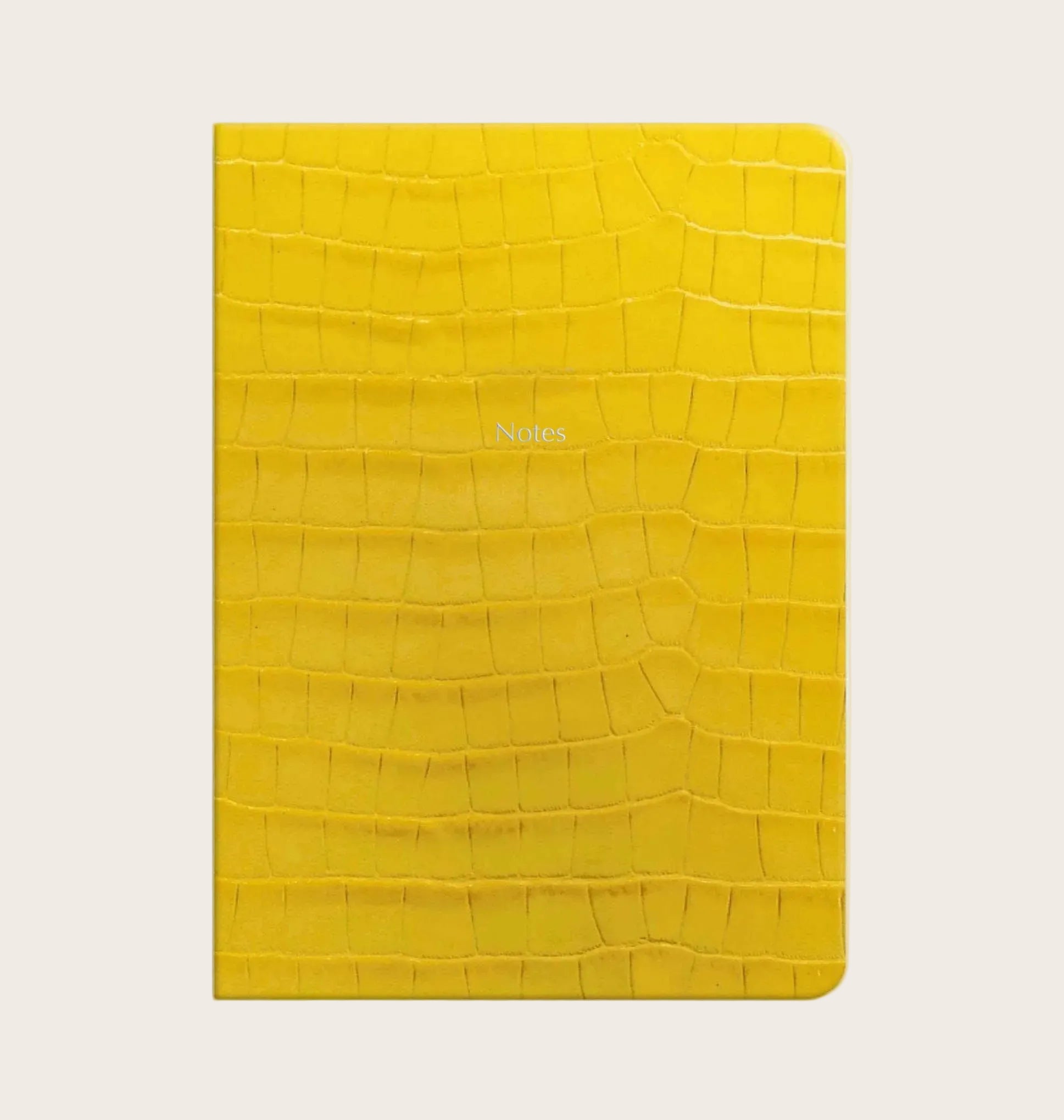 Large Ruled Leather Notebook in Daffodil Yellow Croc