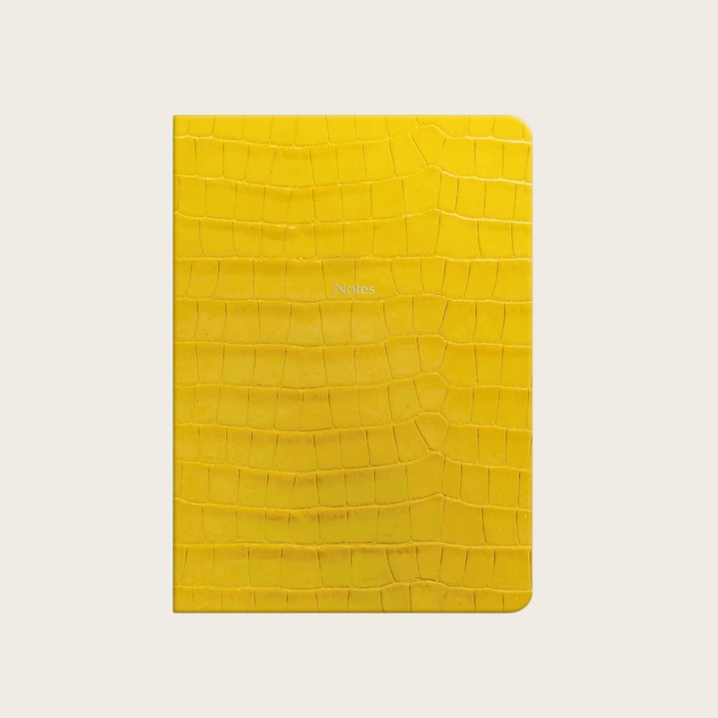 Midsize Ruled Leather Notebook in Daffodil Yellow Croc