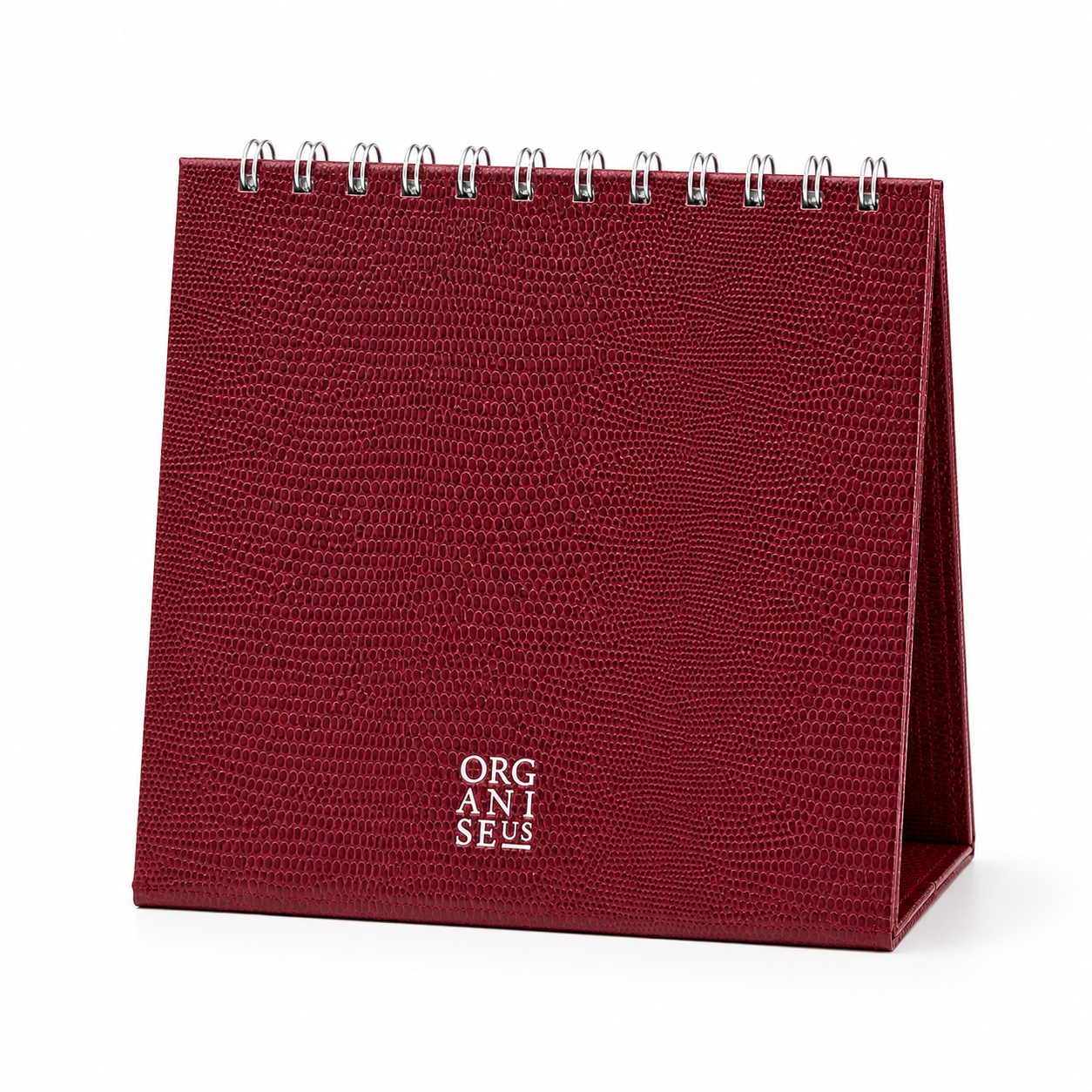 Desk Calendar in Burgundy Lizard - 12 months