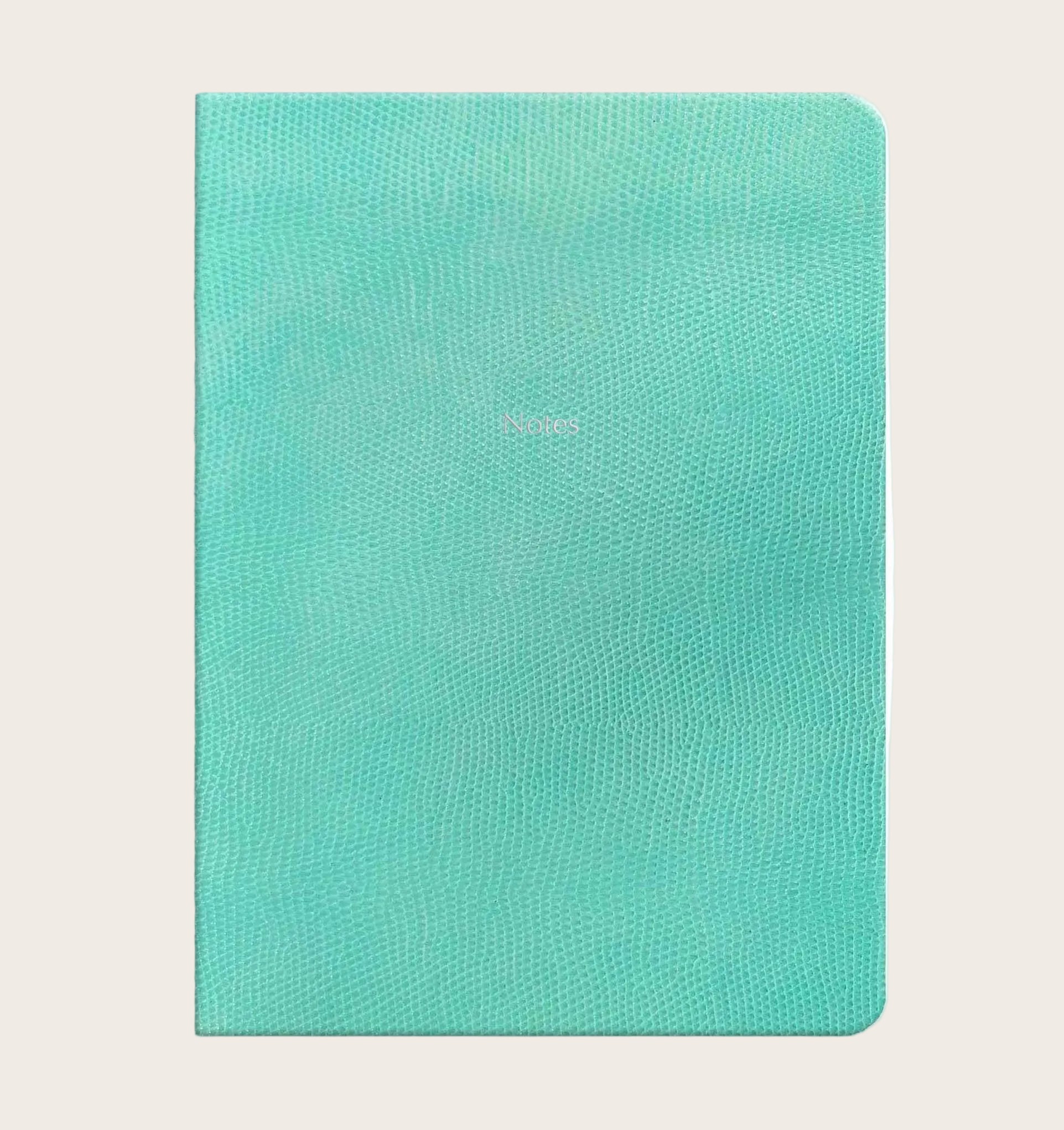 Large Ruled Leather Notebook in Hawaii Blue Lizard