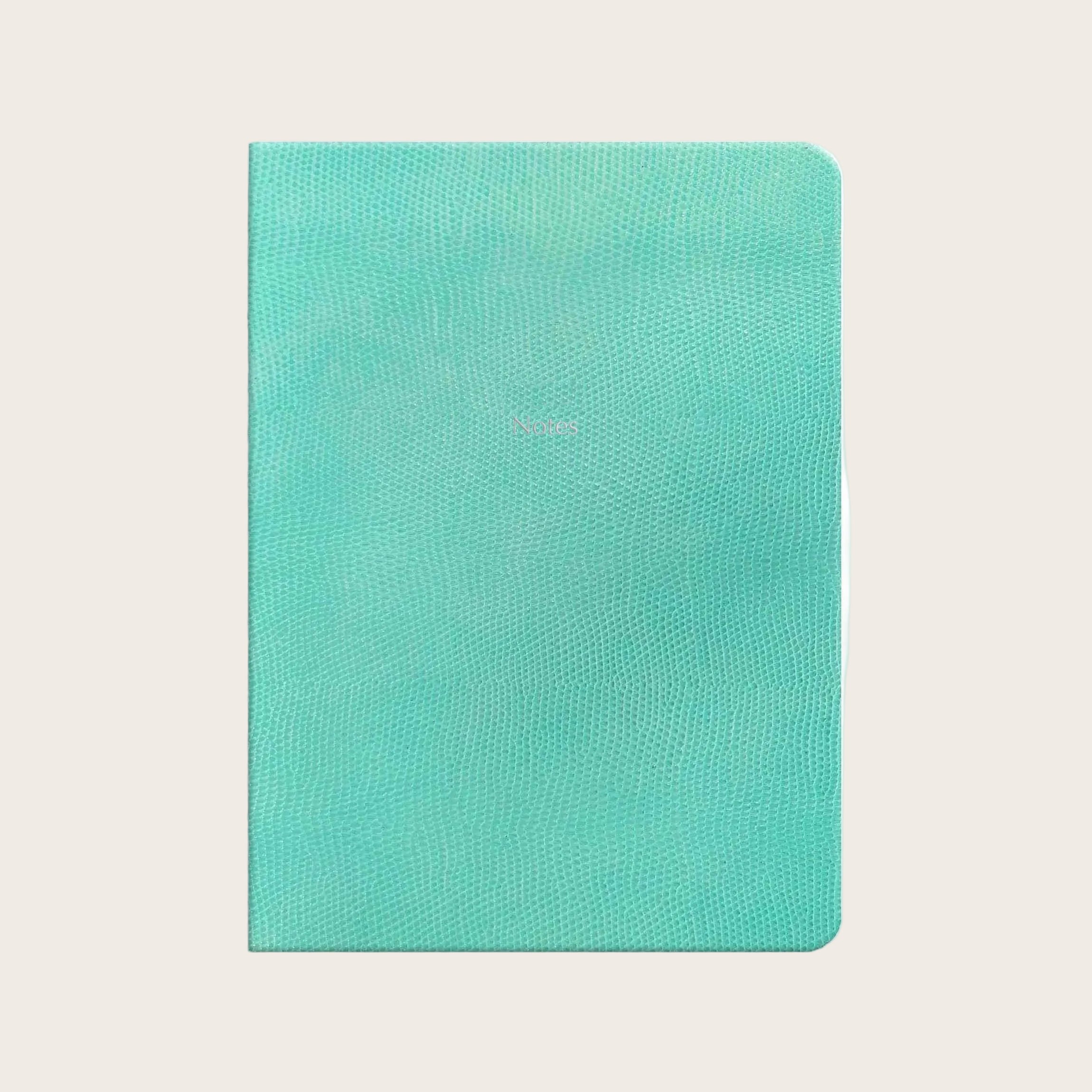 Midsize Ruled Leather Notes in Hawaii Blue Lizard