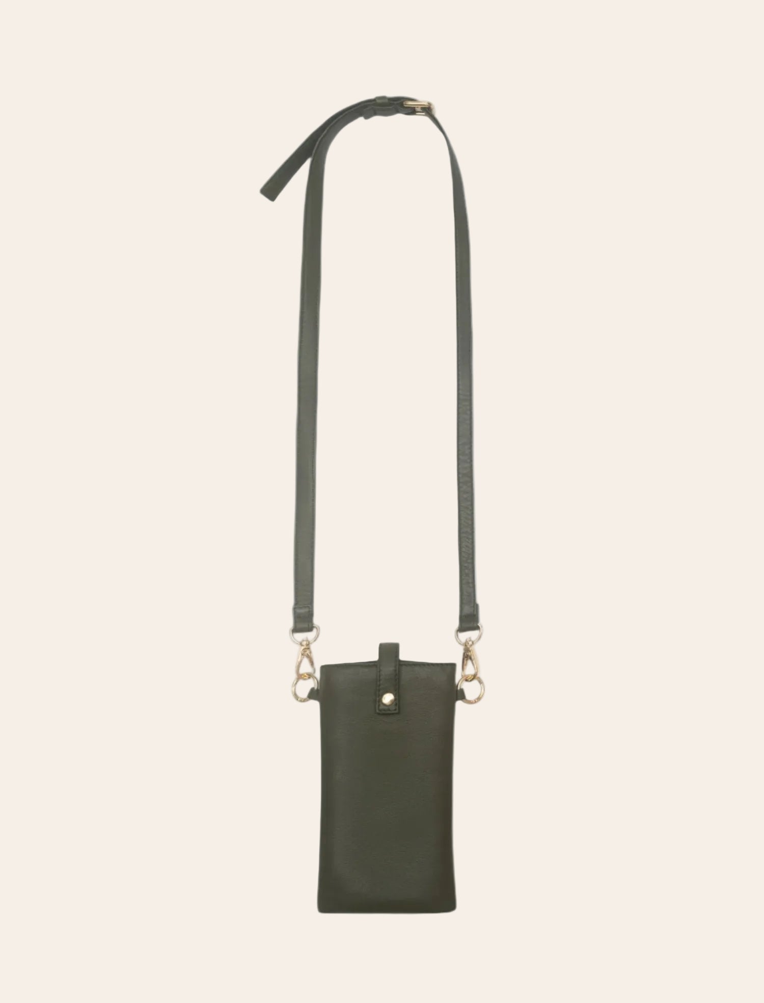 Leather Phone Crossbody Pouch in Olive