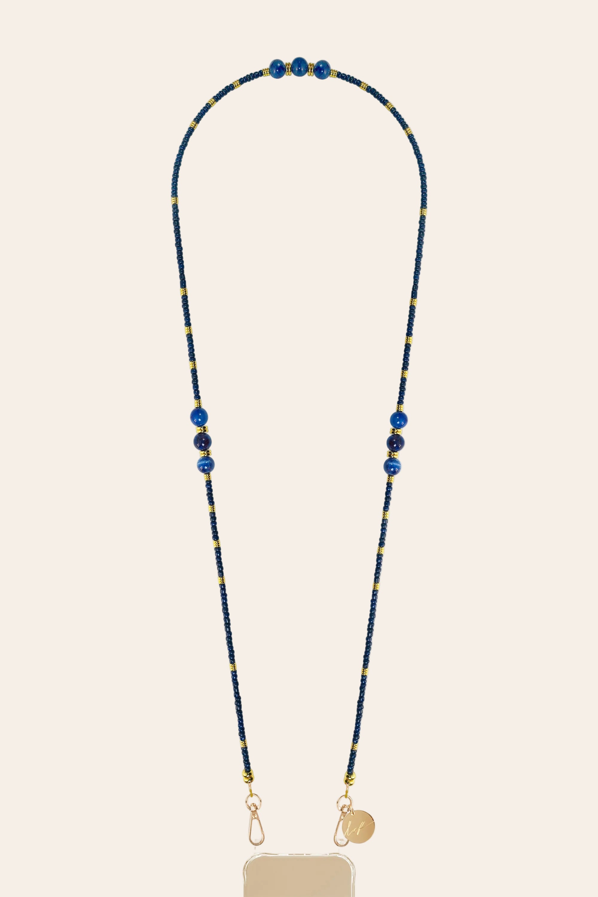 LE324651 | Iris Marine Blue Long Phone Chain 120 cm