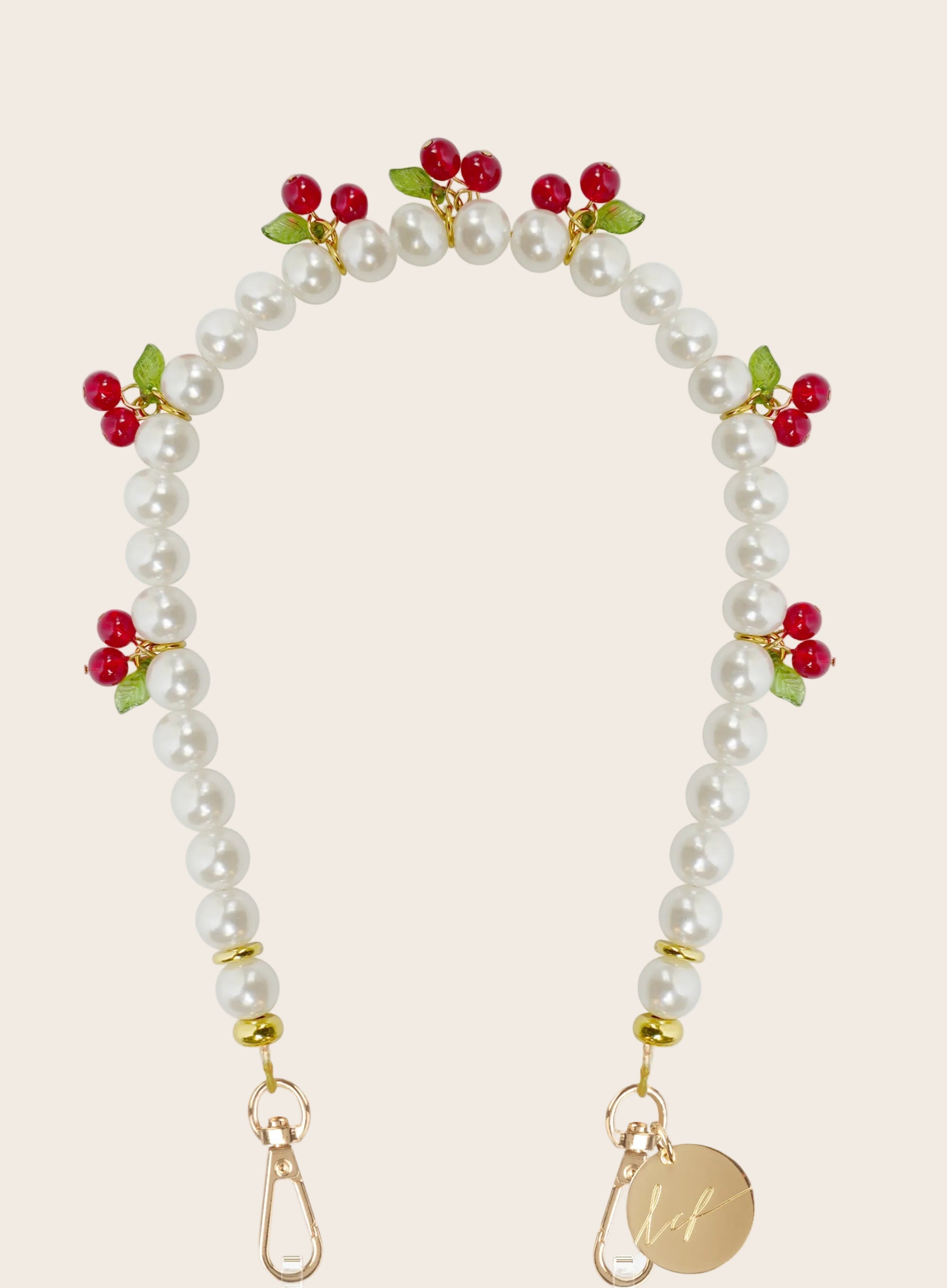 LE324738 | Cherries White with Cherries Wrist Phone Chain