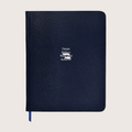 Large Ruled Leather Notebook in Navy Blue Goatskin - Dream Believe Work hard Achieve!