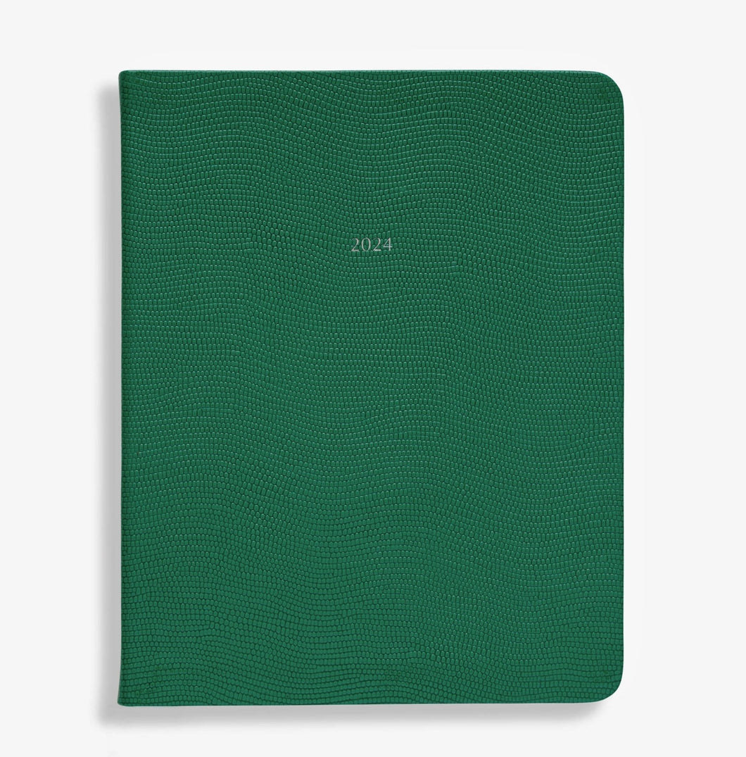 Large Belgravia Diary 2024 in Forest Green Lizard