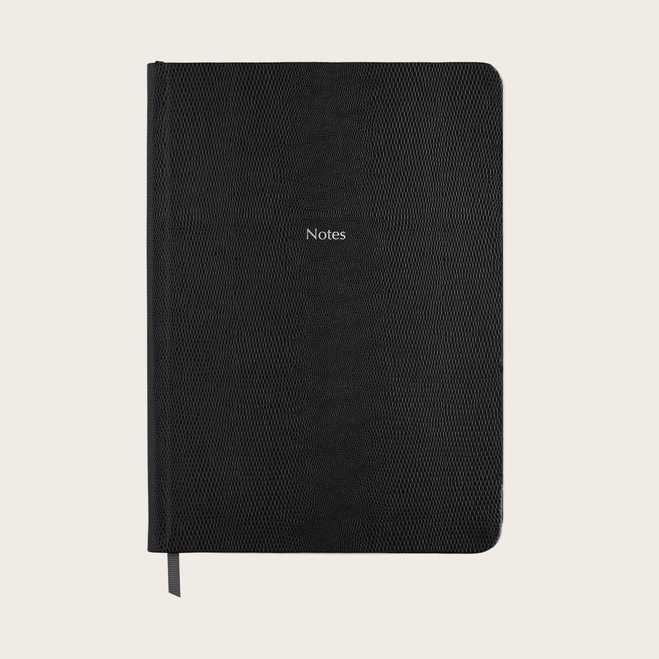 Large Ruled Pellaq Notebook in Black Lizard