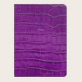 Large Ruled Leather Notebook in Amethyst Croc