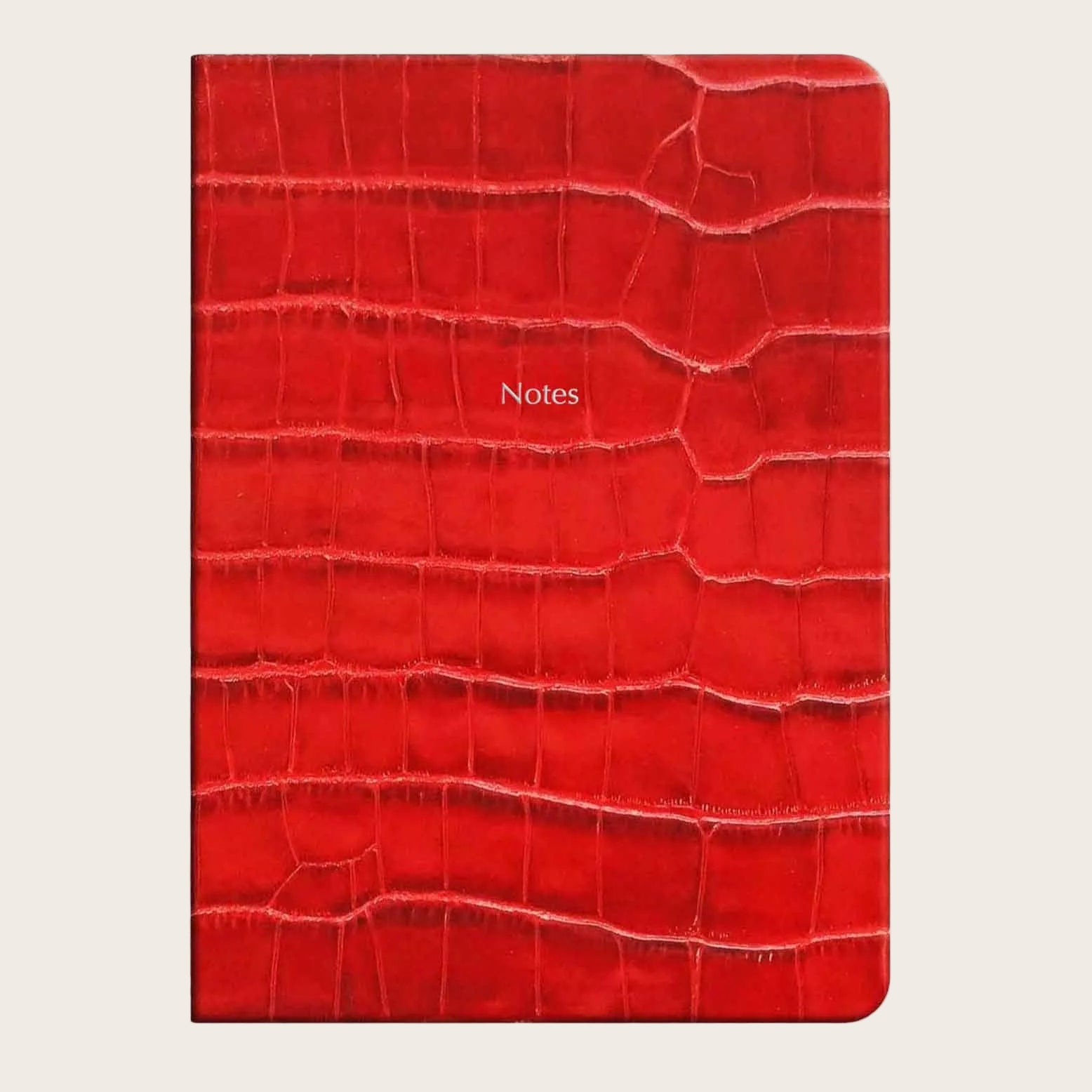 Large Ruled Leather Notebook in Red Croc