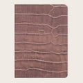 Large Ruled Leather Notebook in Taupe Croc