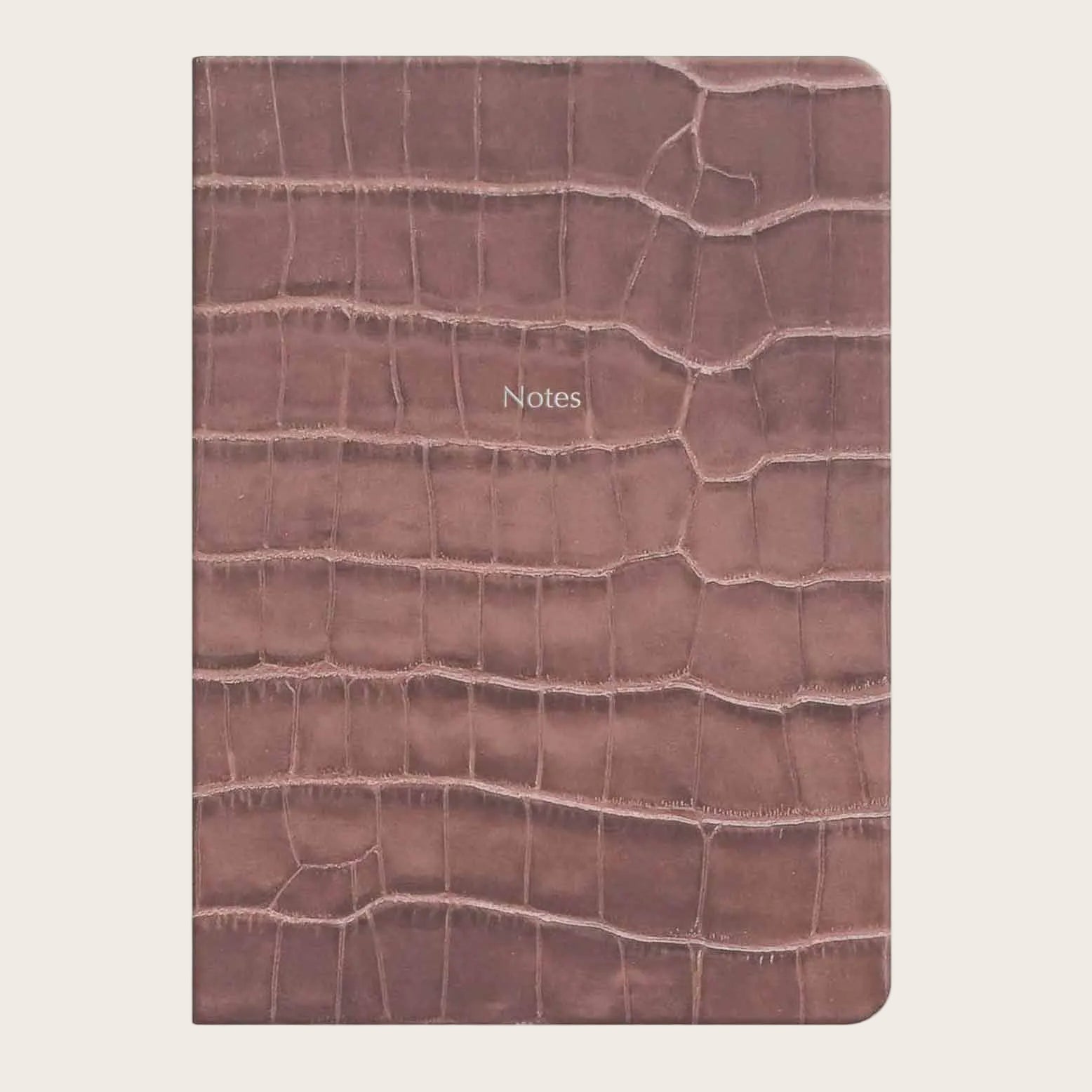 Large Ruled Leather Notebook in Taupe Croc