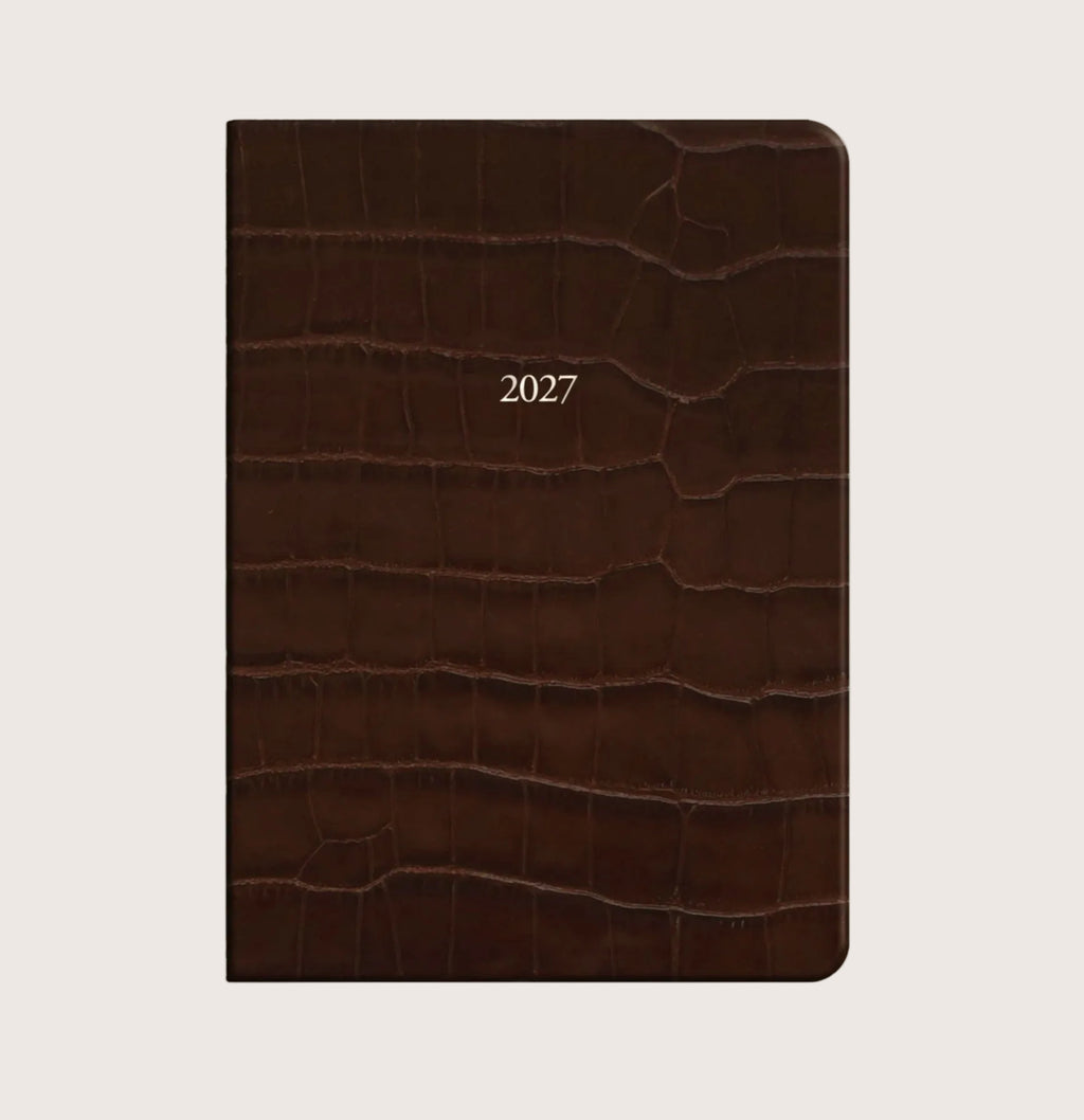 Large Leather Belgravia Diary 2027 in Espresso Croc