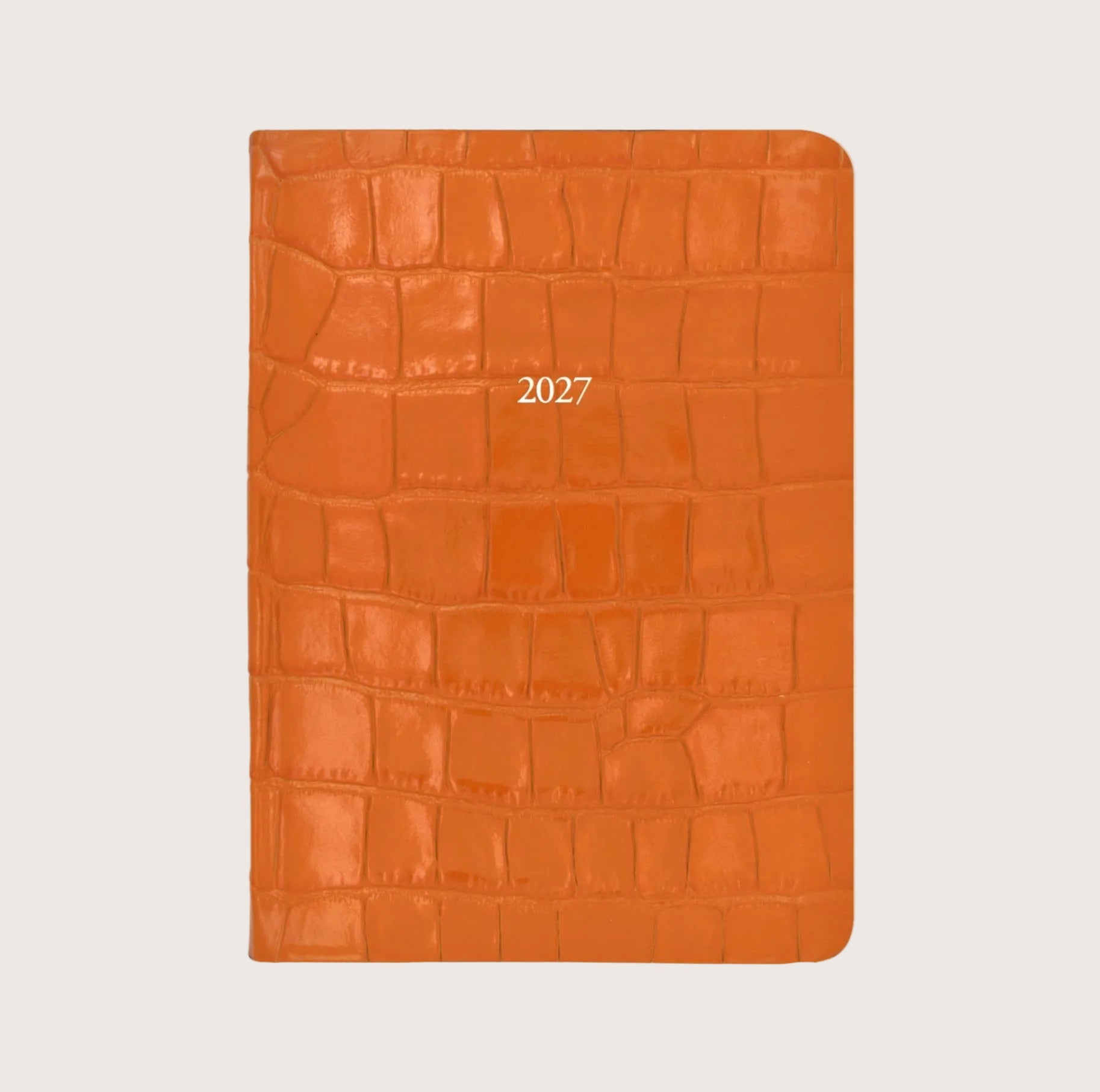Large Leather Organiseher™ Diary 2027 in Tangerine Orange Croc