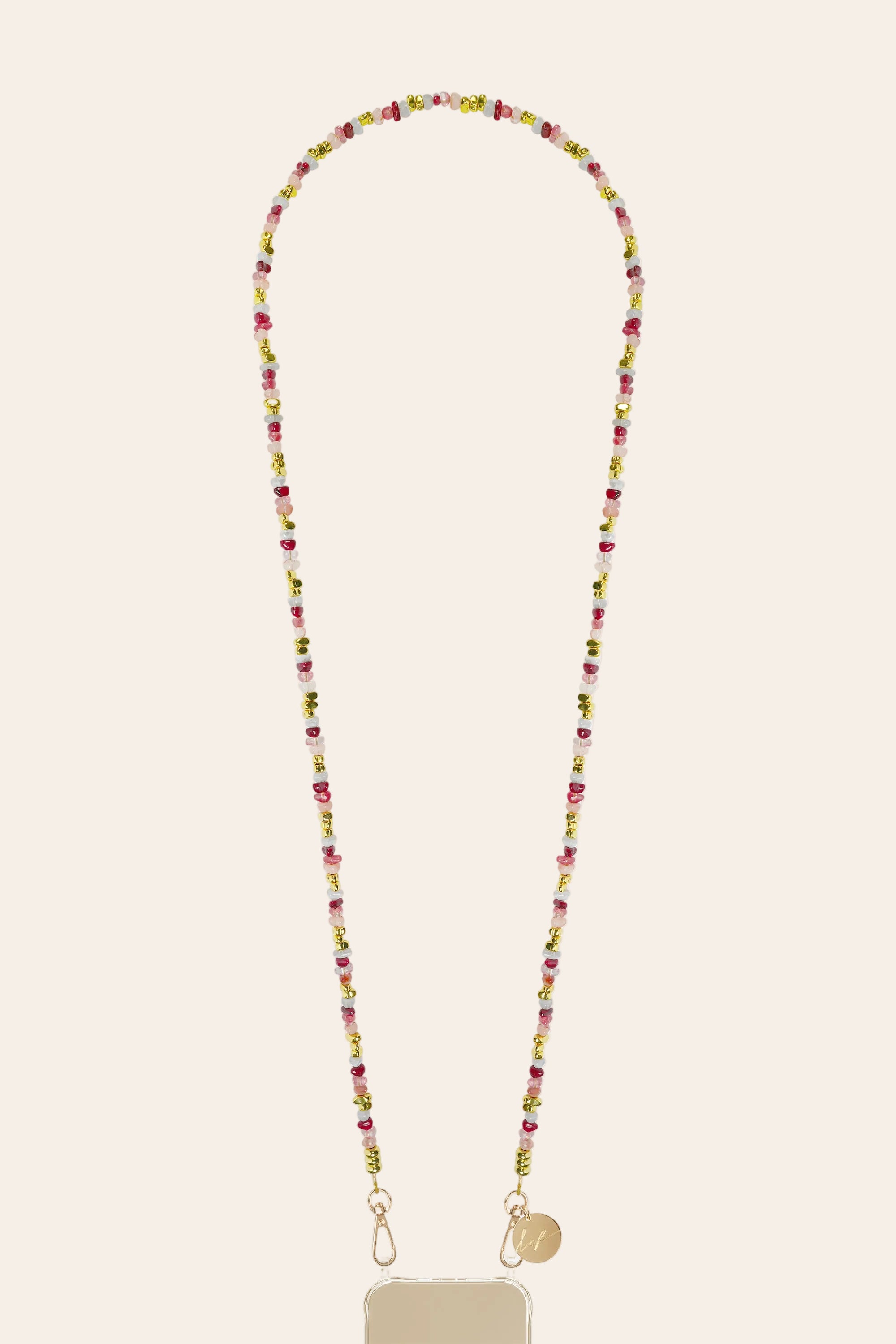 LE324654 | Liviya Bordeaux Beaded Long Phone Chain 120 cm