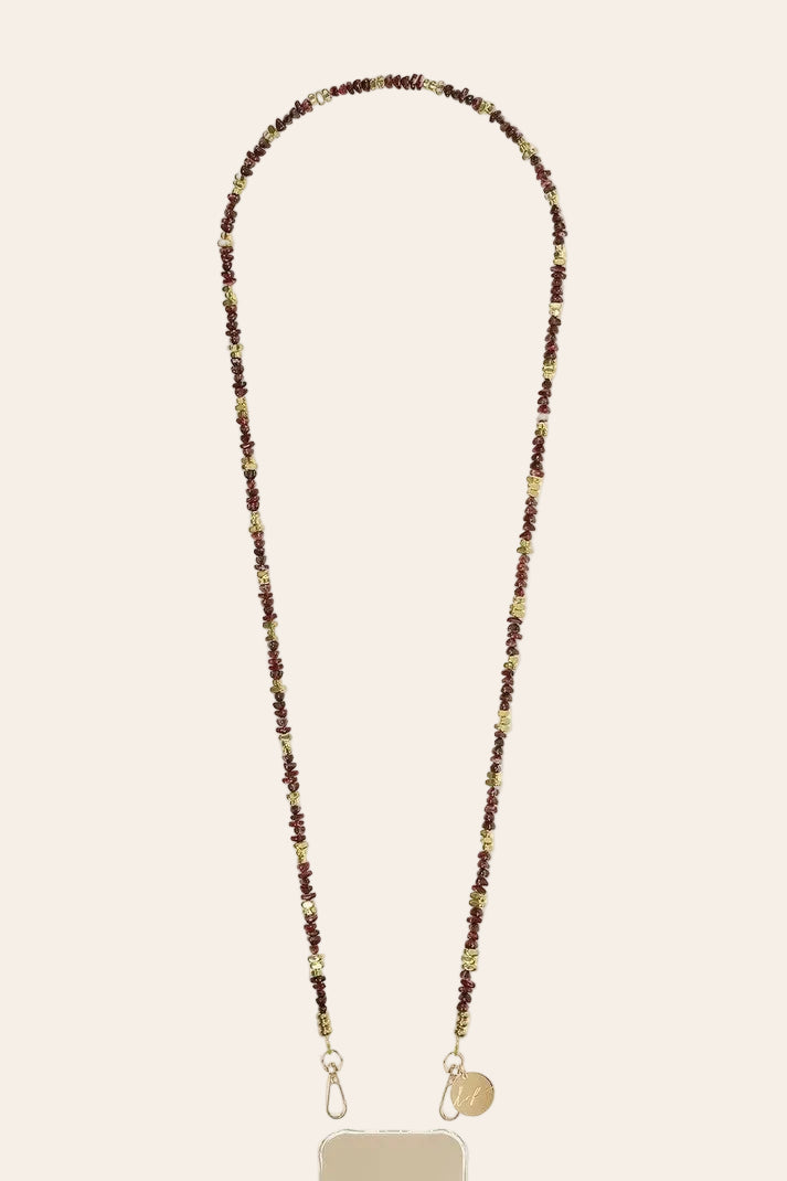 LE322017 | Liviya Maroon Beaded Long Phone Chain 120 cm