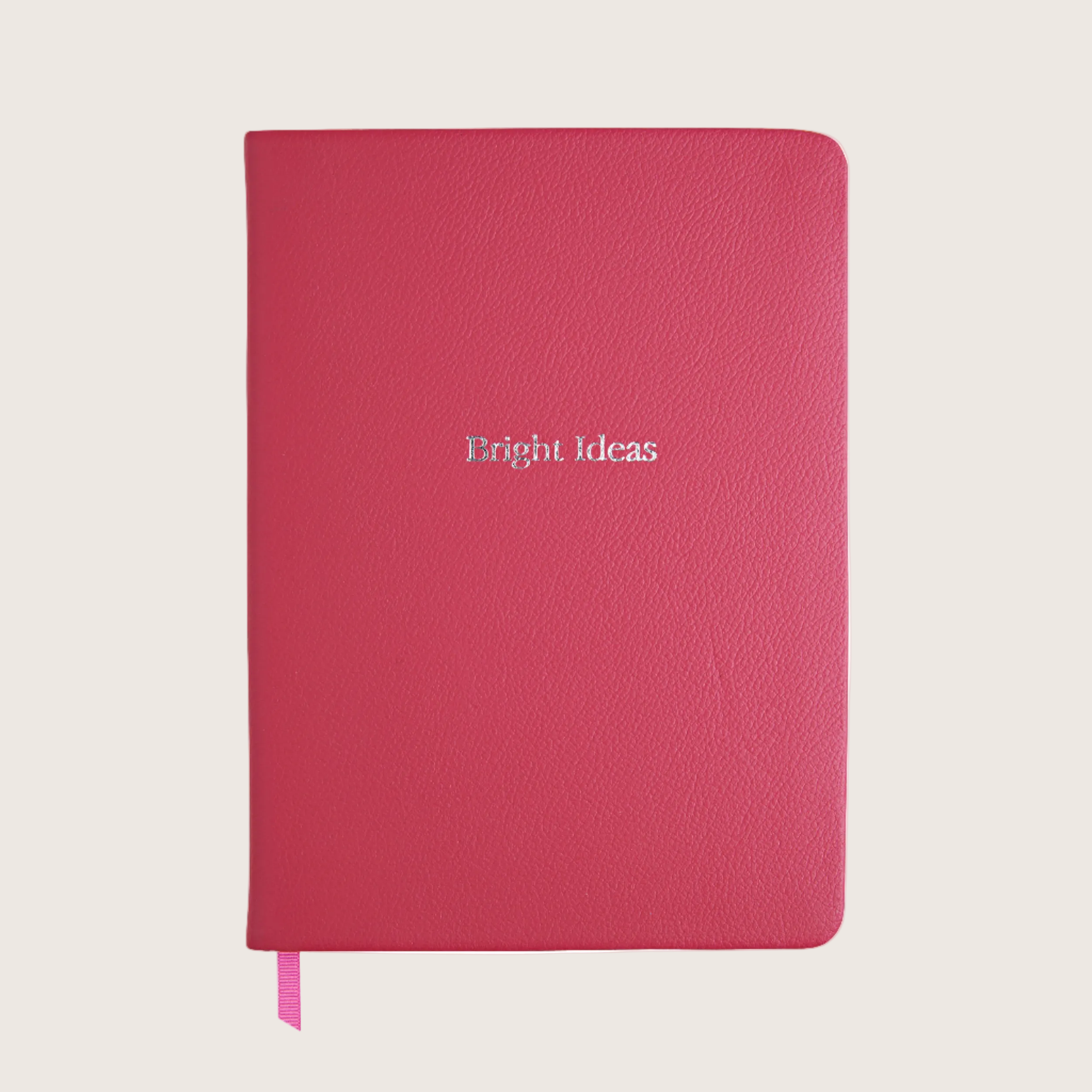 Midsize Ruled Leather Notebook in Bubblegum Pink Calfskin - Bright Ideas