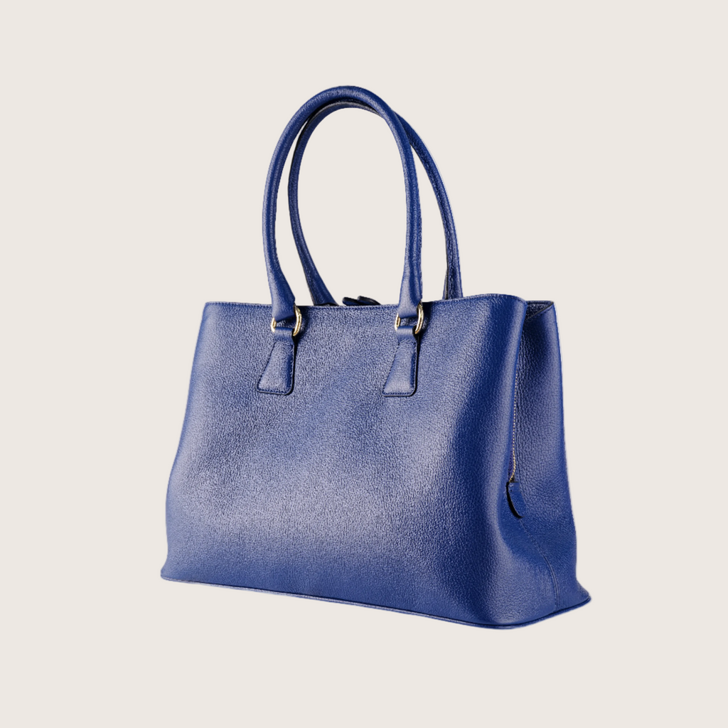 The Maja Leather Tote Bag in Blue Mare