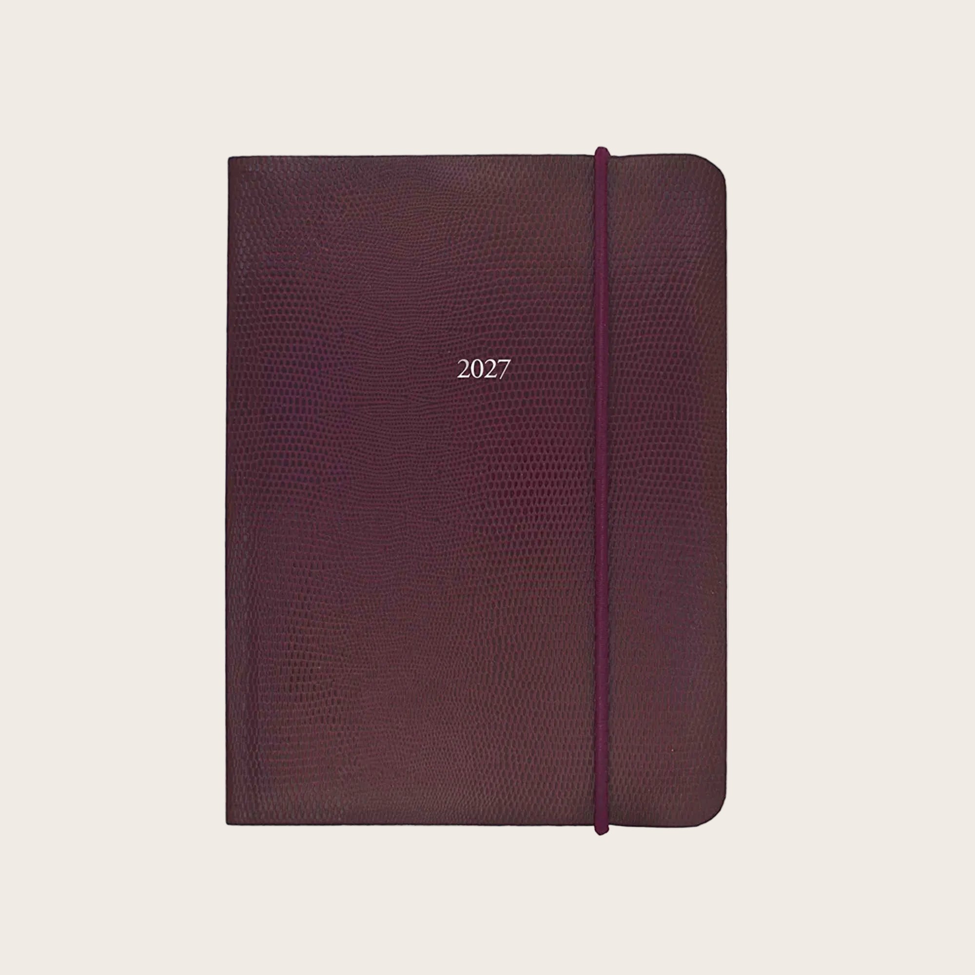 Midsize Pellaq Belgravia Diary 2027 in Burgundy Lizard