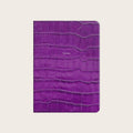 Midsize Ruled Leather Notebook in Amethyst Croc