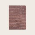 Midsize Ruled Leather Notebook in Taupe Croc