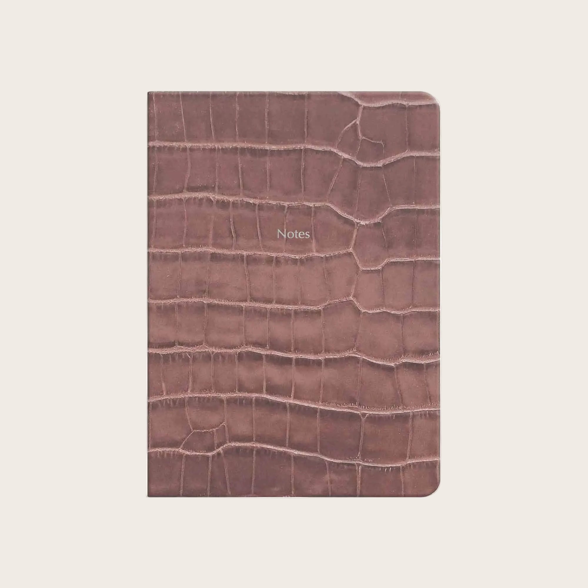 Midsize Ruled Leather Notebook in Taupe Croc