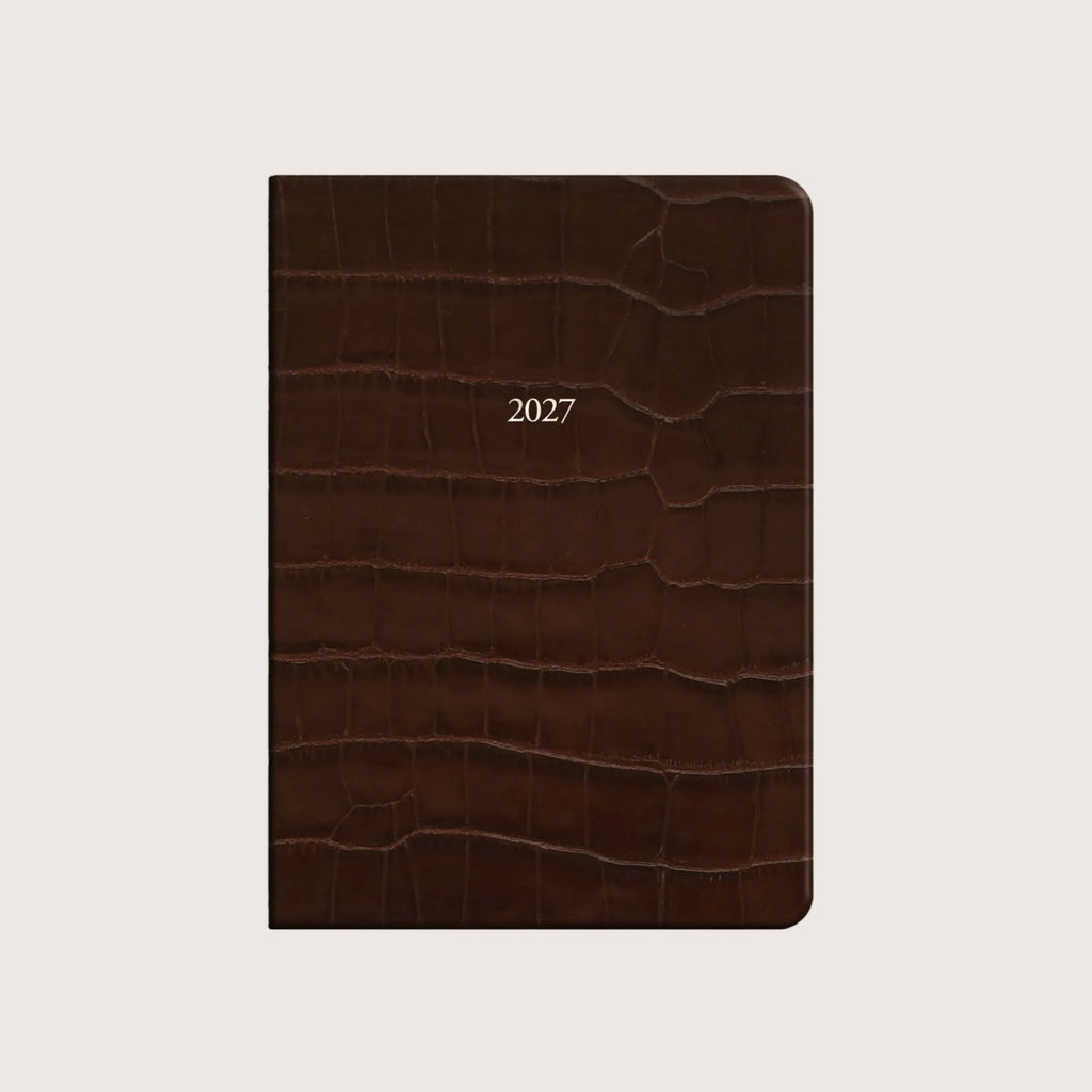 Midsize Leather Belgravia Diary 2027 in Espresso Croc