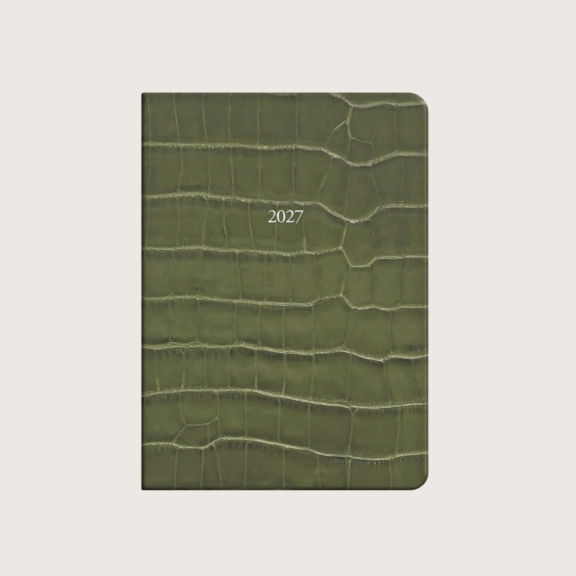 Midsize Leather Belgravia Diary 2027 in Olive Croc