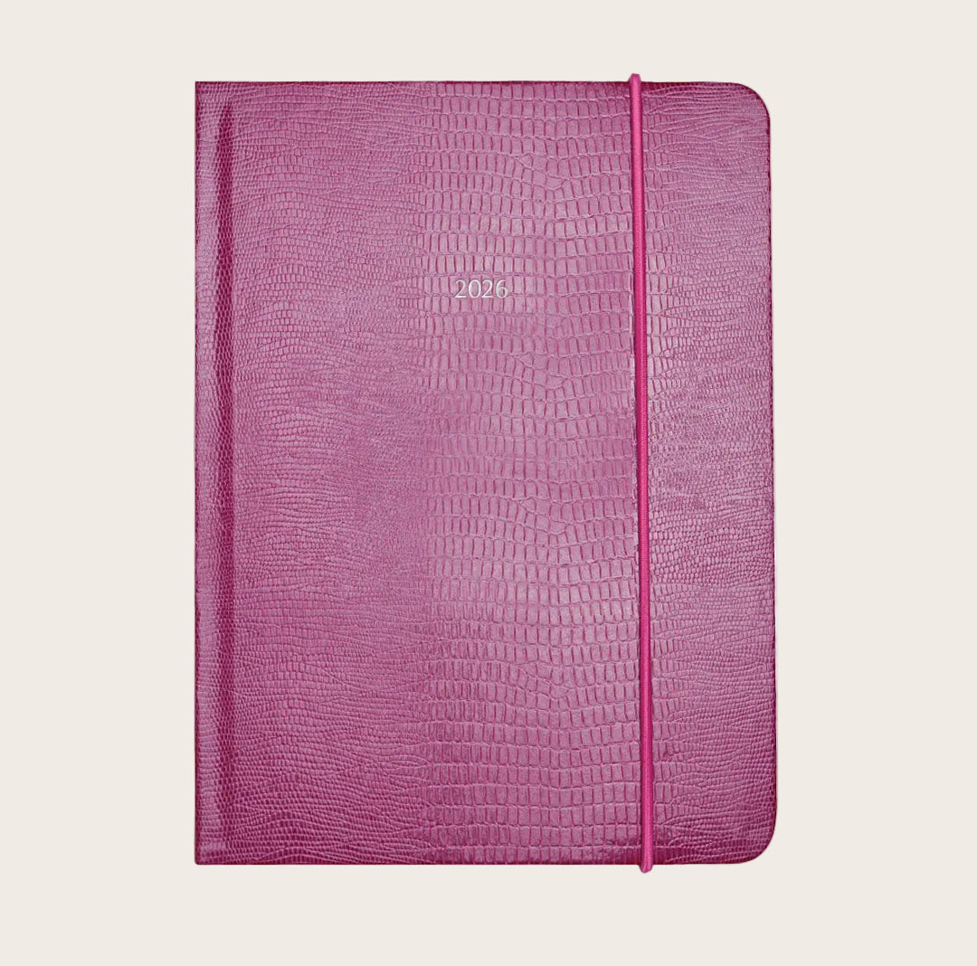Midsize Pellaq Organiseher™ Diary 2026 in Raspberry Shimmer Iguana
