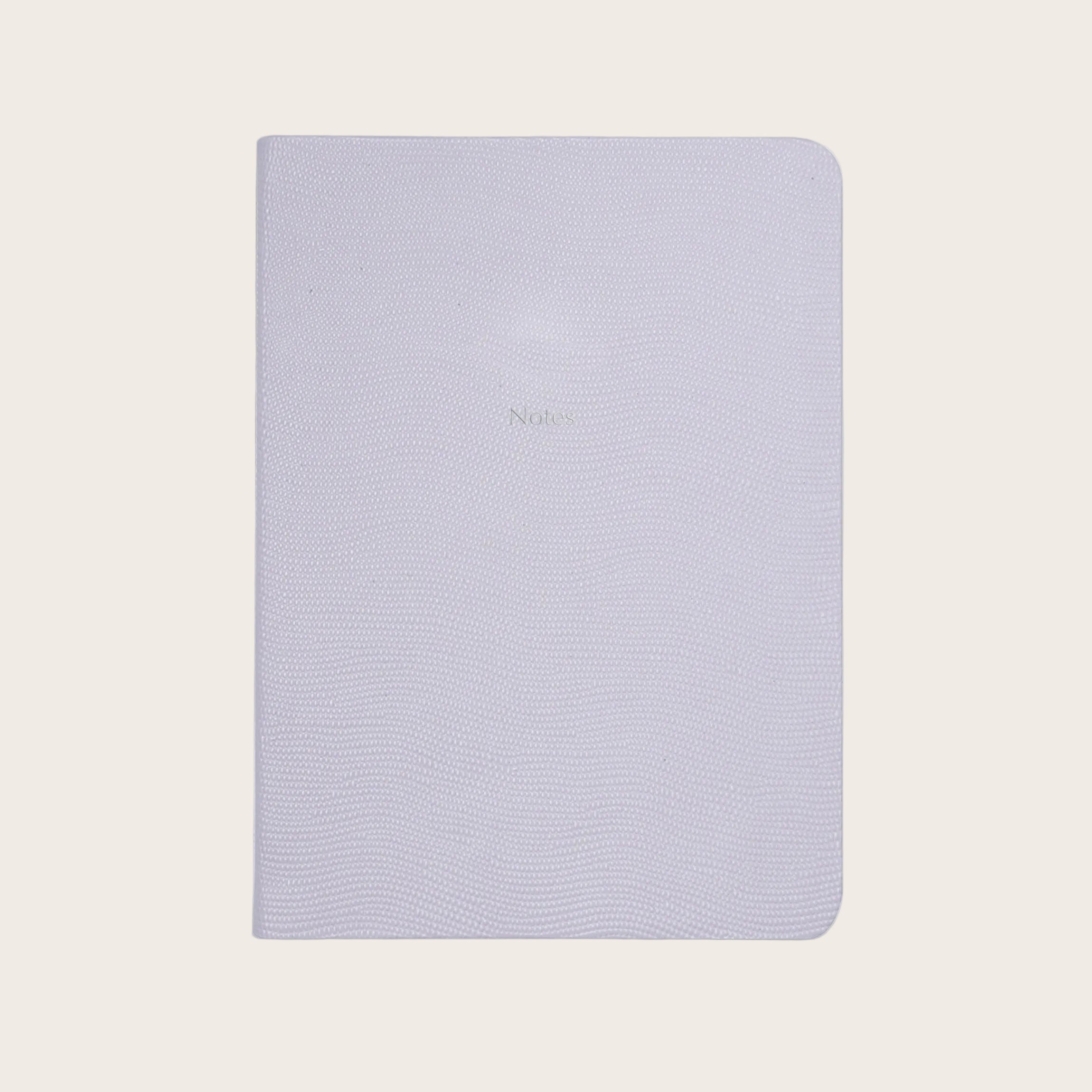 Midsize Ruled Leather Notebook in Lilac Lizard