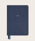 Midsize Ruled Leather Notebook in Navy Blue Goatskin