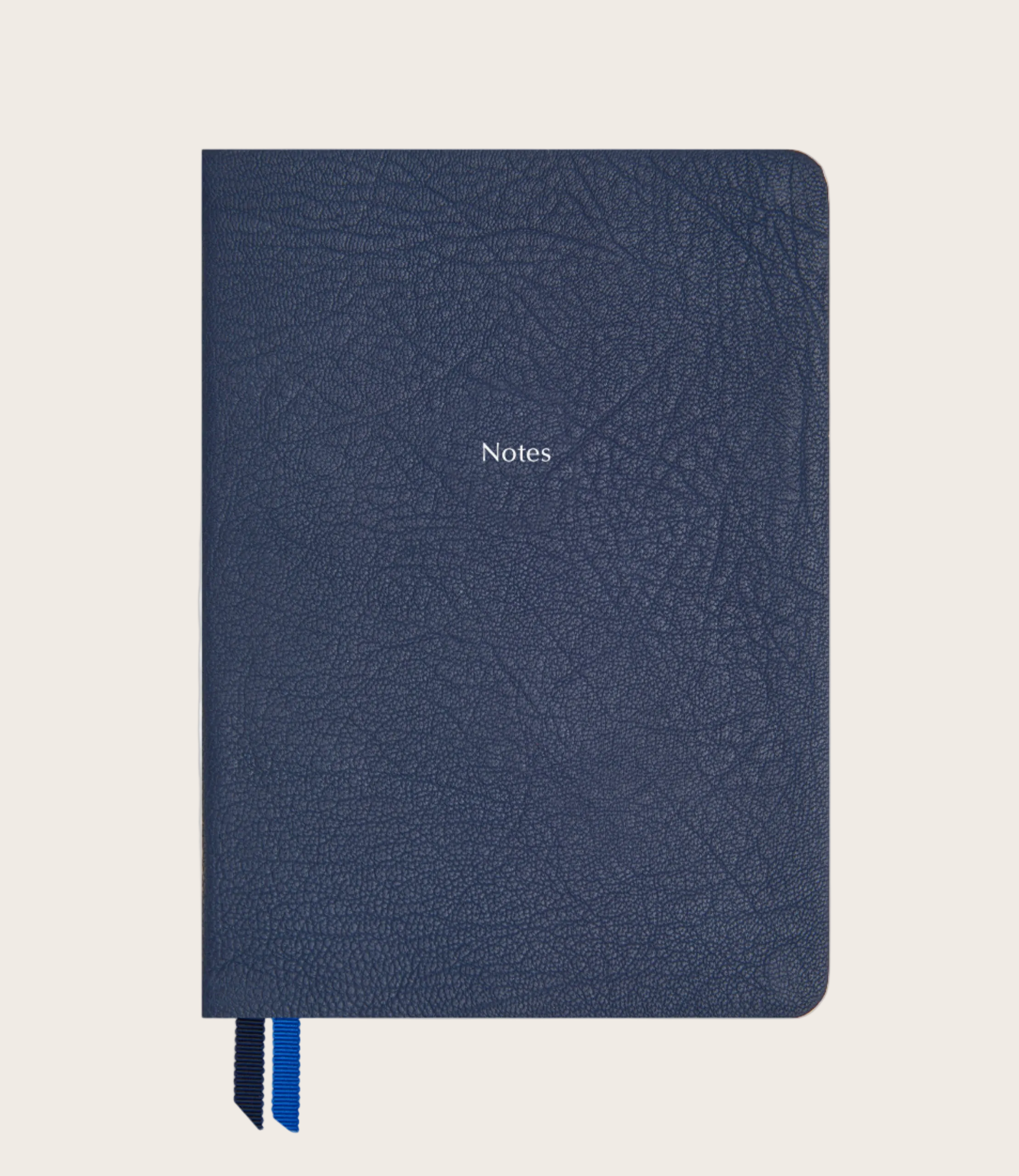 Midsize Ruled Leather Notebook in Navy Blue Goatskin