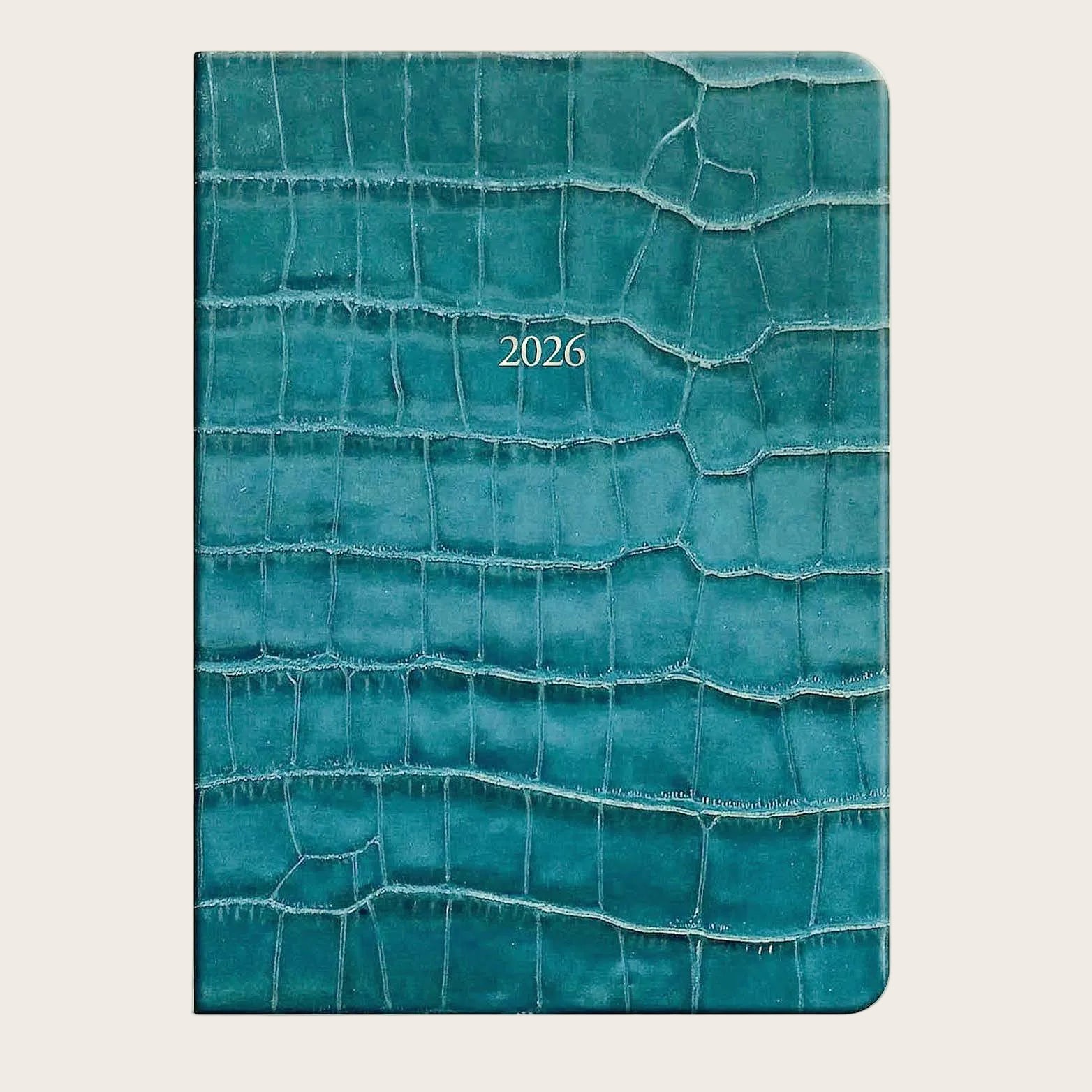 Large Leather Organiseher™ Diary 2026 in Petrol Croc