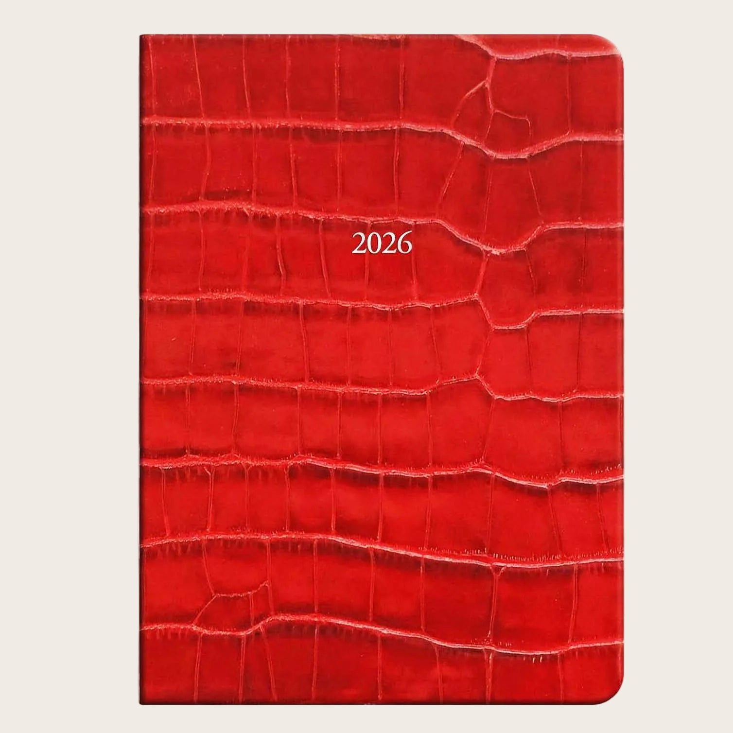 Large Leather Belgravia Diary 2026 in Red Croc