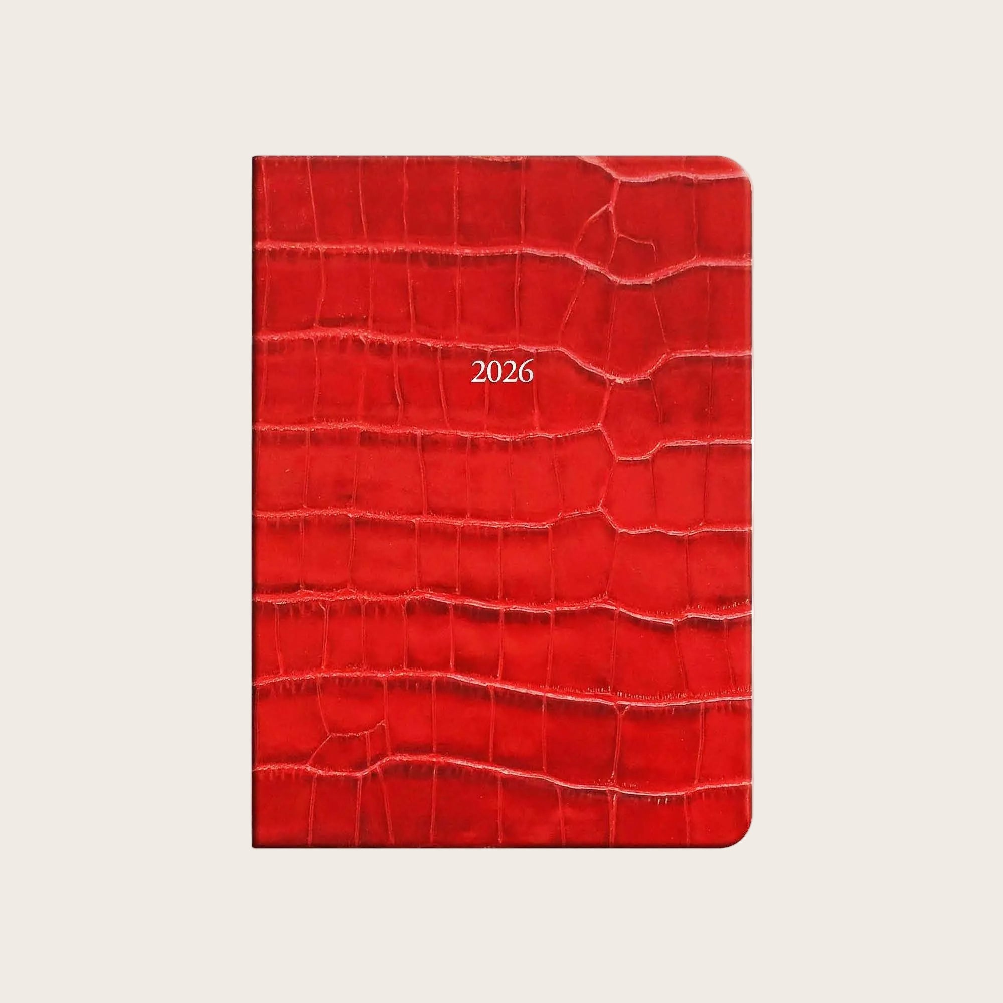 Midsize Leather Belgravia Diary 2026 in Red Croc