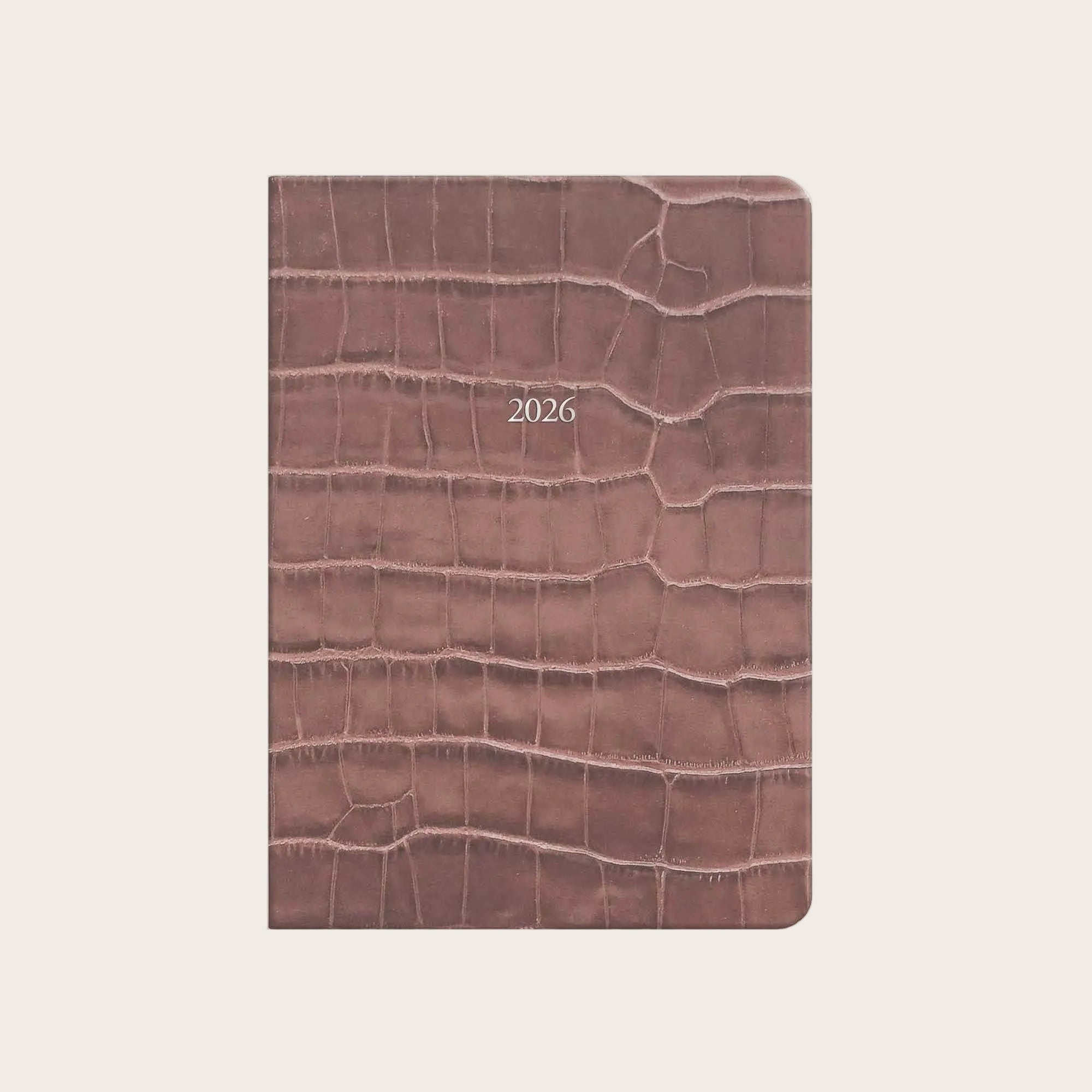 Midsize Leather Organiseher™ Diary 2026 in Taupe Croc