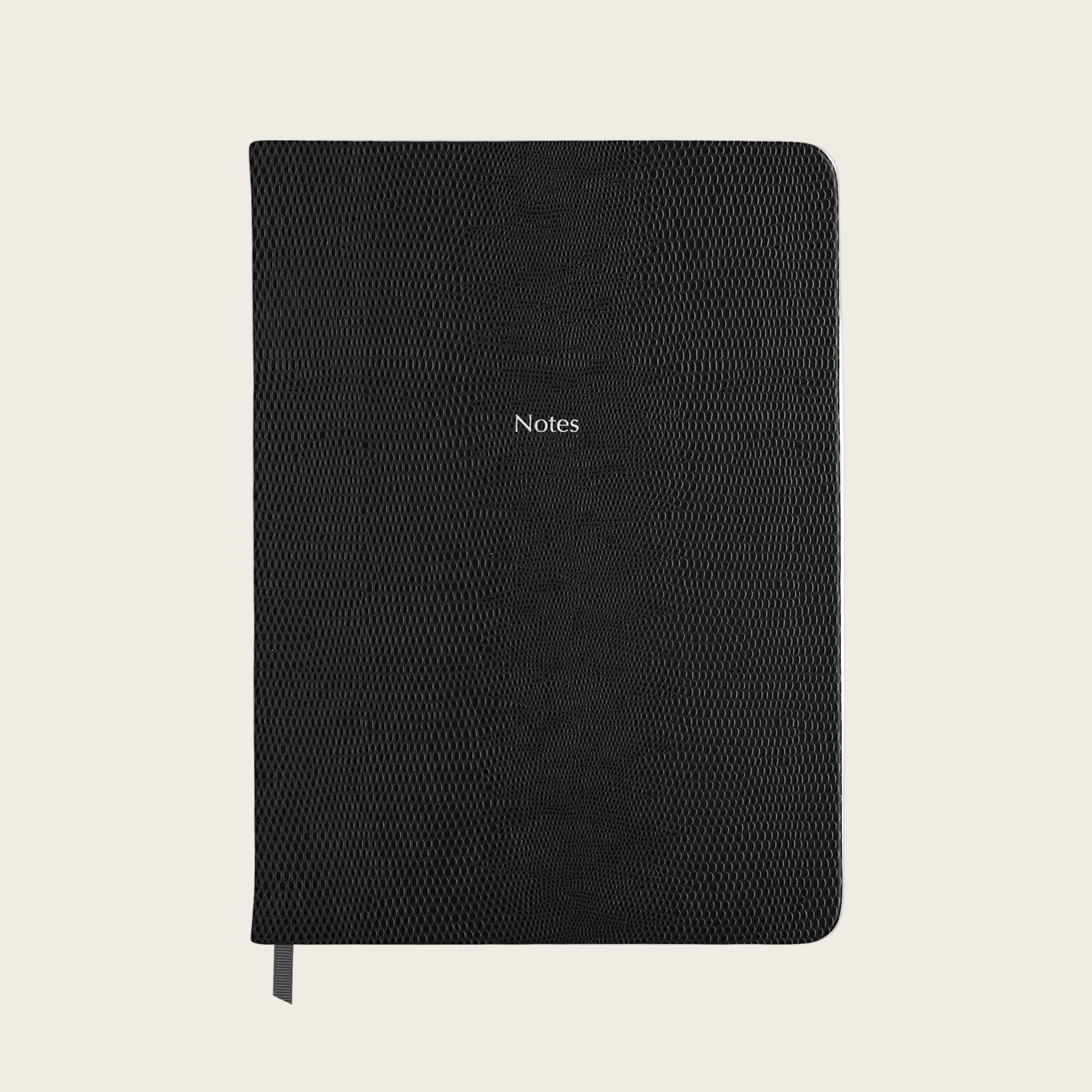 Midsize Ruled Pellaq Notebook in Black Lizard