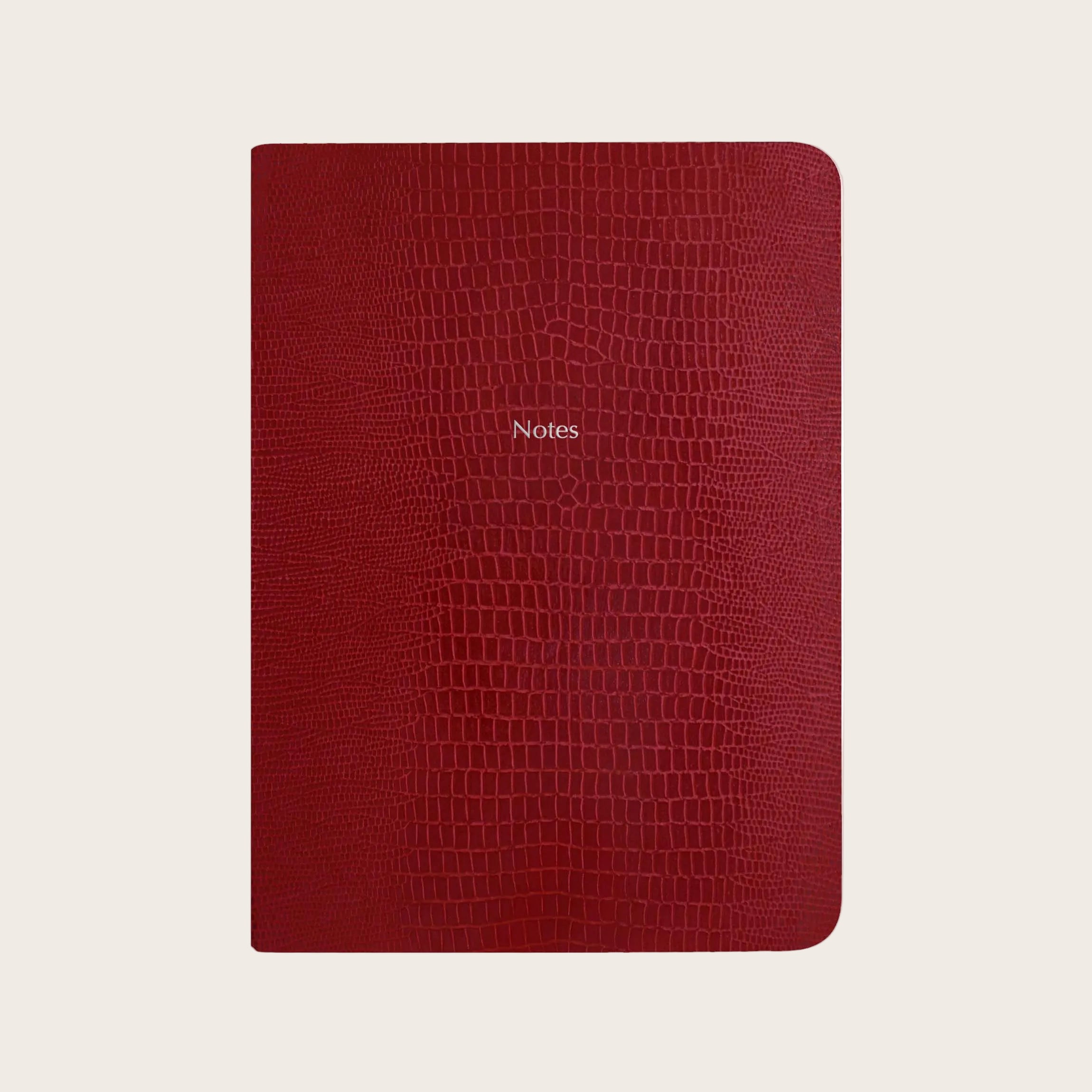 Midsize Ruled Pellaq Notebook in Chinese Red Iguana