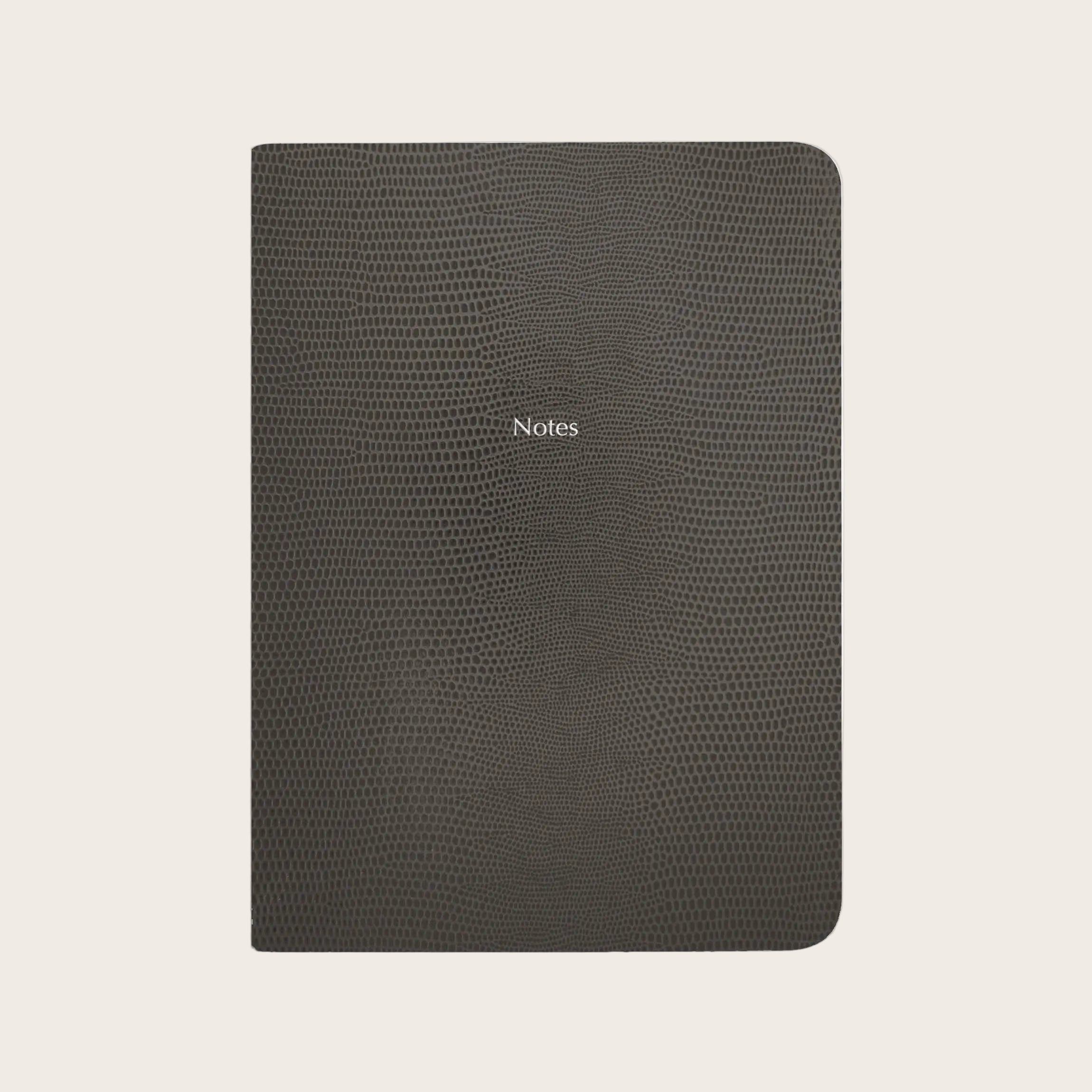 Notebook Lizard Midsize Ruled Pellaq Notebook in Smoked Grey Lizard – Organise-us